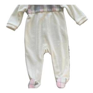 NEW PURETE baby's plaid footie in white/pink & grey